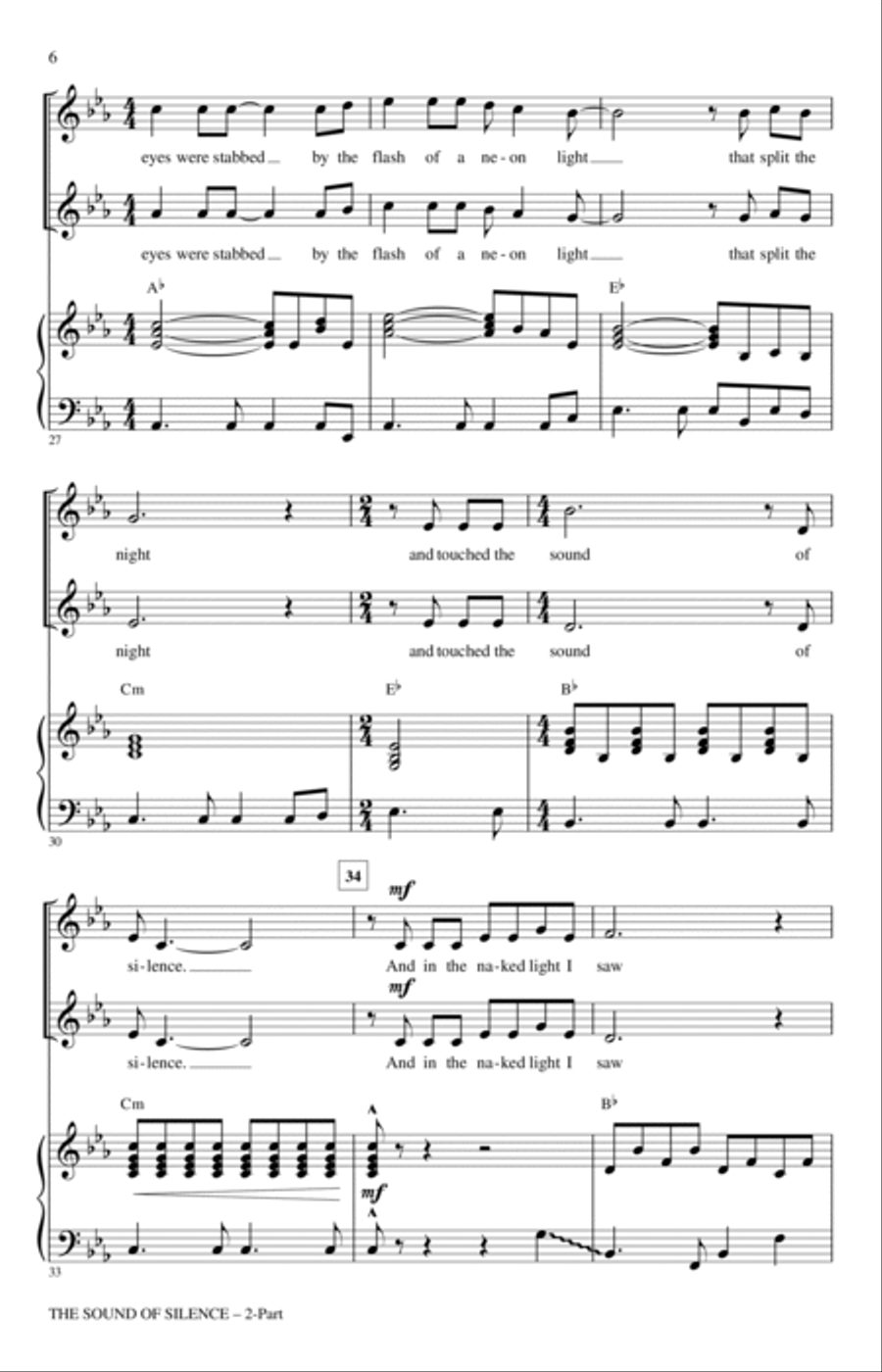 The Sound Of Silence (arr. Roger Emerson) 2-Part scores gallery preview page 4