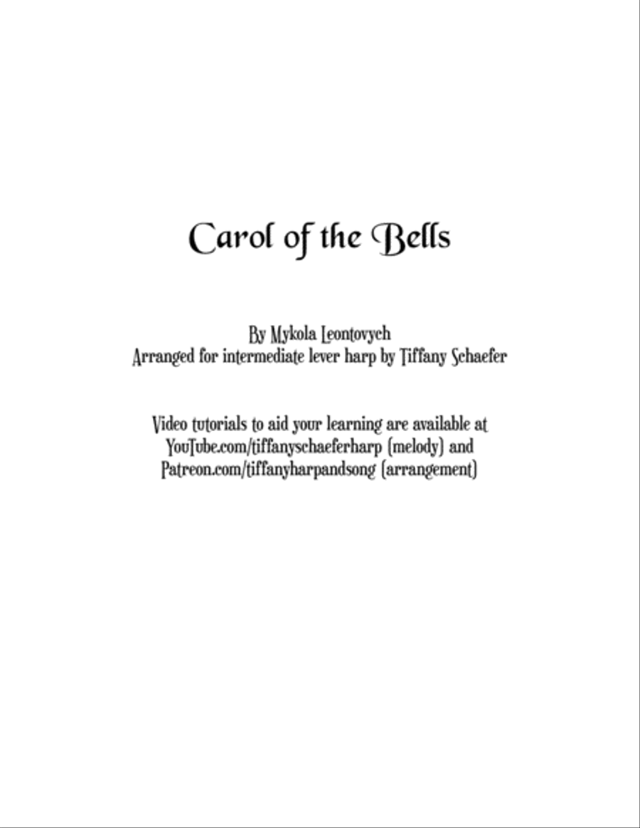 Carol of the Bells: Intermediate Lever Harp Celtic Harp scores gallery preview page 1