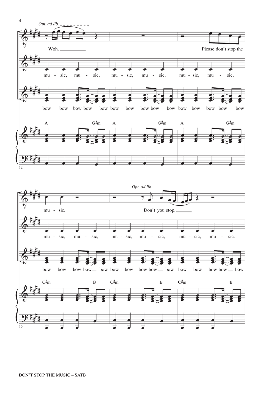 Don't Stop The Music 4-Part scores gallery preview page 3