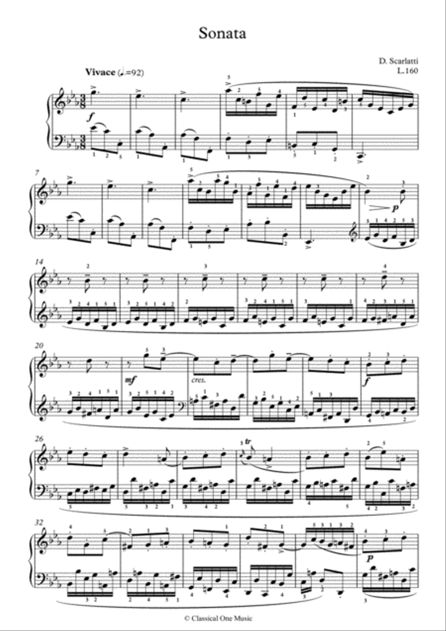 Scarlatti-Sonata in c-minor L.160 K.363(piano) Piano Solo scores gallery preview page 2