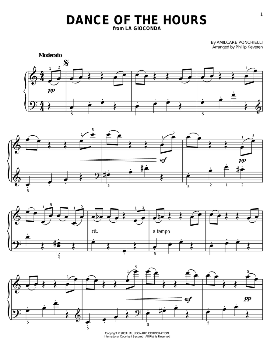 Dance Of The Hours (from Fantasia) (arr. Phillip Keveren) Easy Piano scores gallery preview page 1