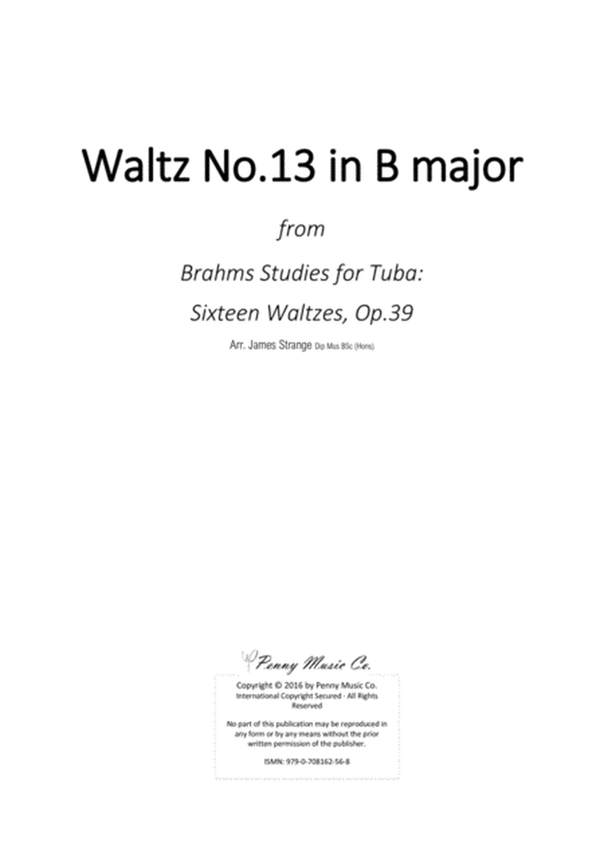 Brahms Waltz No.13 in B Major for unaccompanied Tuba image number null