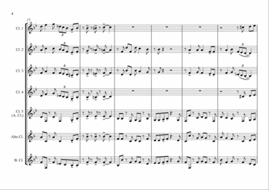 Country Garden - Jazz Arrangement - For Clarinet Choir Clarinet Choir scores gallery preview page 4