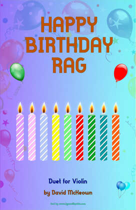 Book cover for Happy Birthday Rag, for Violin Duet
