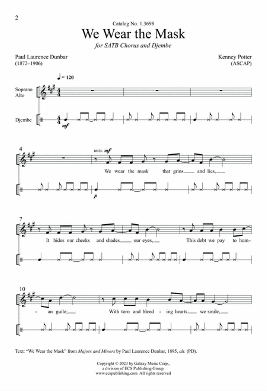 We Wear the Mask We Wear the Mask 4-Part scores gallery preview page 2