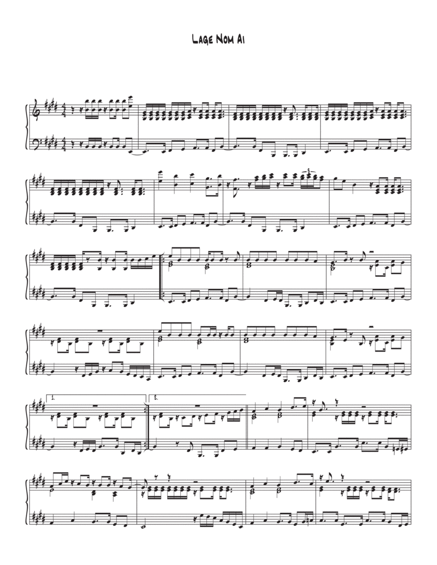 Lage Nom Ai Lage Nom Ai Piano Solo scores gallery preview page 1