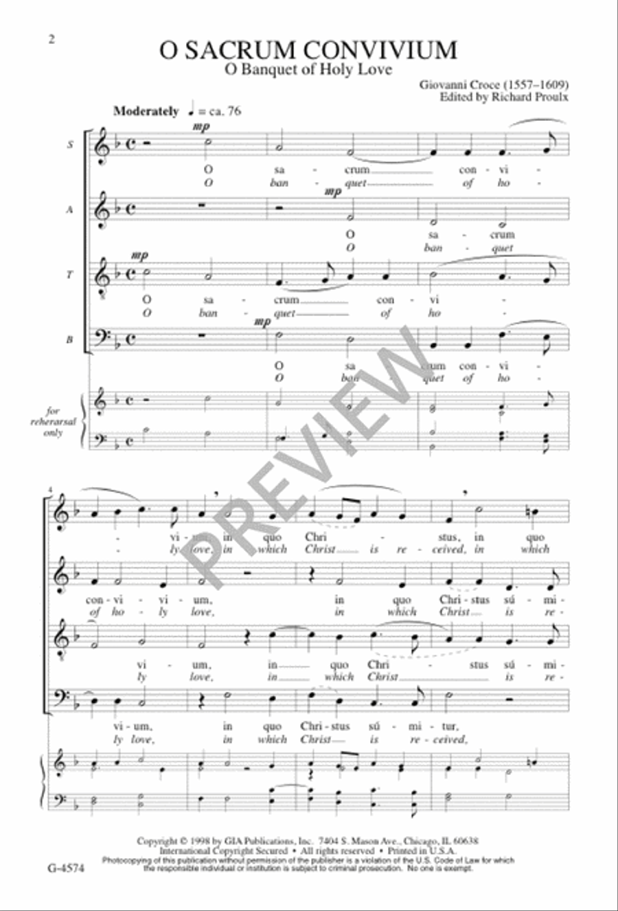 O Sacrum Convivium O Sacrum Convivium 4-Part scores gallery preview page 2