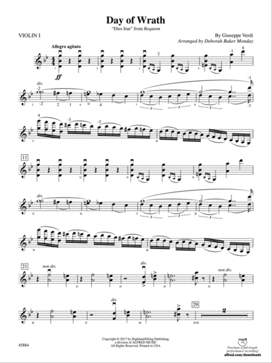 Day of Wrath: 1st Violin String Orchestra scores gallery preview page 1