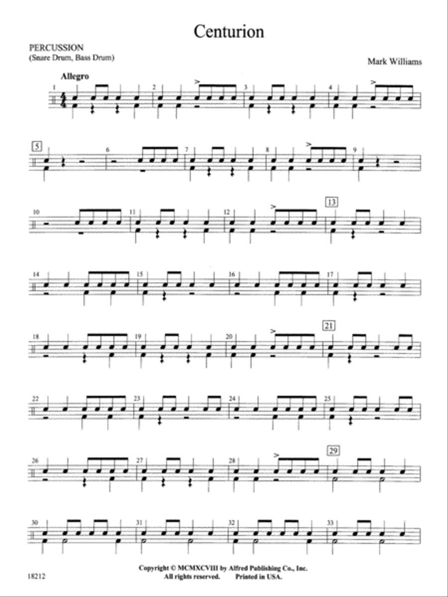 Centurion: 1st Percussion Concert Band scores gallery preview page 1