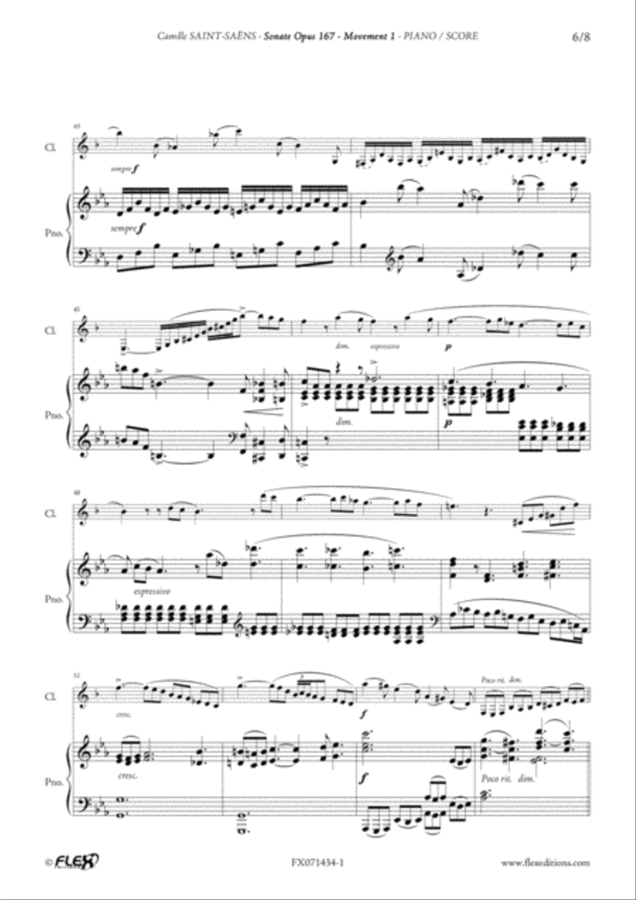 Sonata Opus 167 - Mvt 1 B-Flat Clarinet scores gallery preview page 6