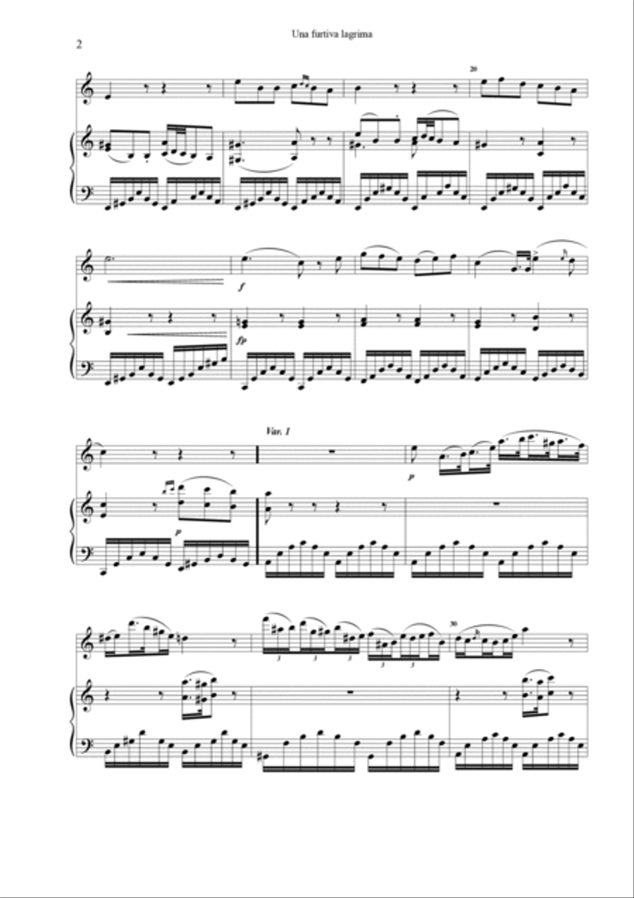 Una furtiva lagrima Chamber Music scores gallery preview page 2
