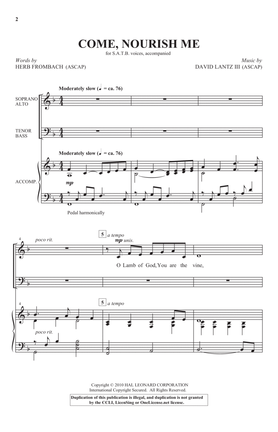 Come Nourish Me 4-Part scores gallery preview page 1