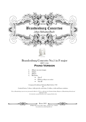 Book cover for Bach - Brandenburg Concerto No.1 in F major BWV 1046 - Piano Version