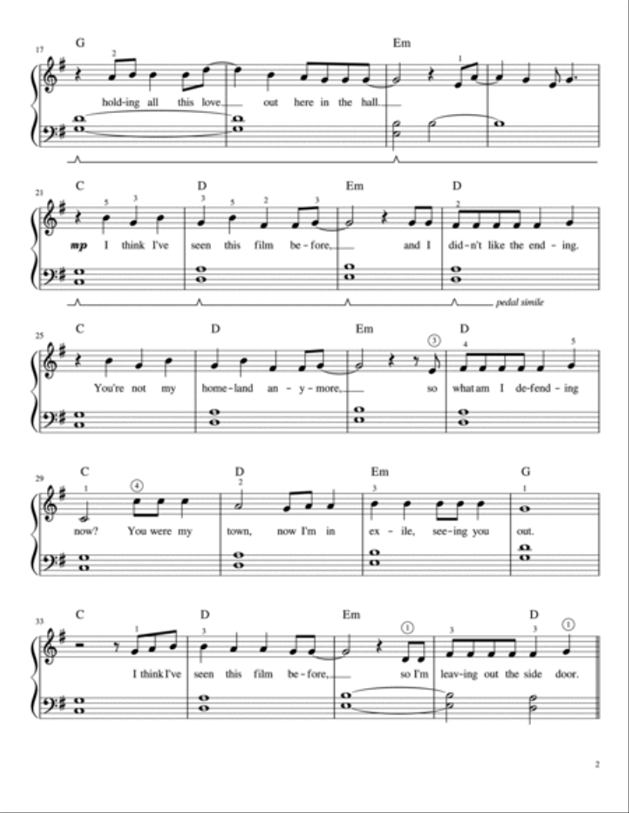 Exile Easy Piano scores gallery preview page 2