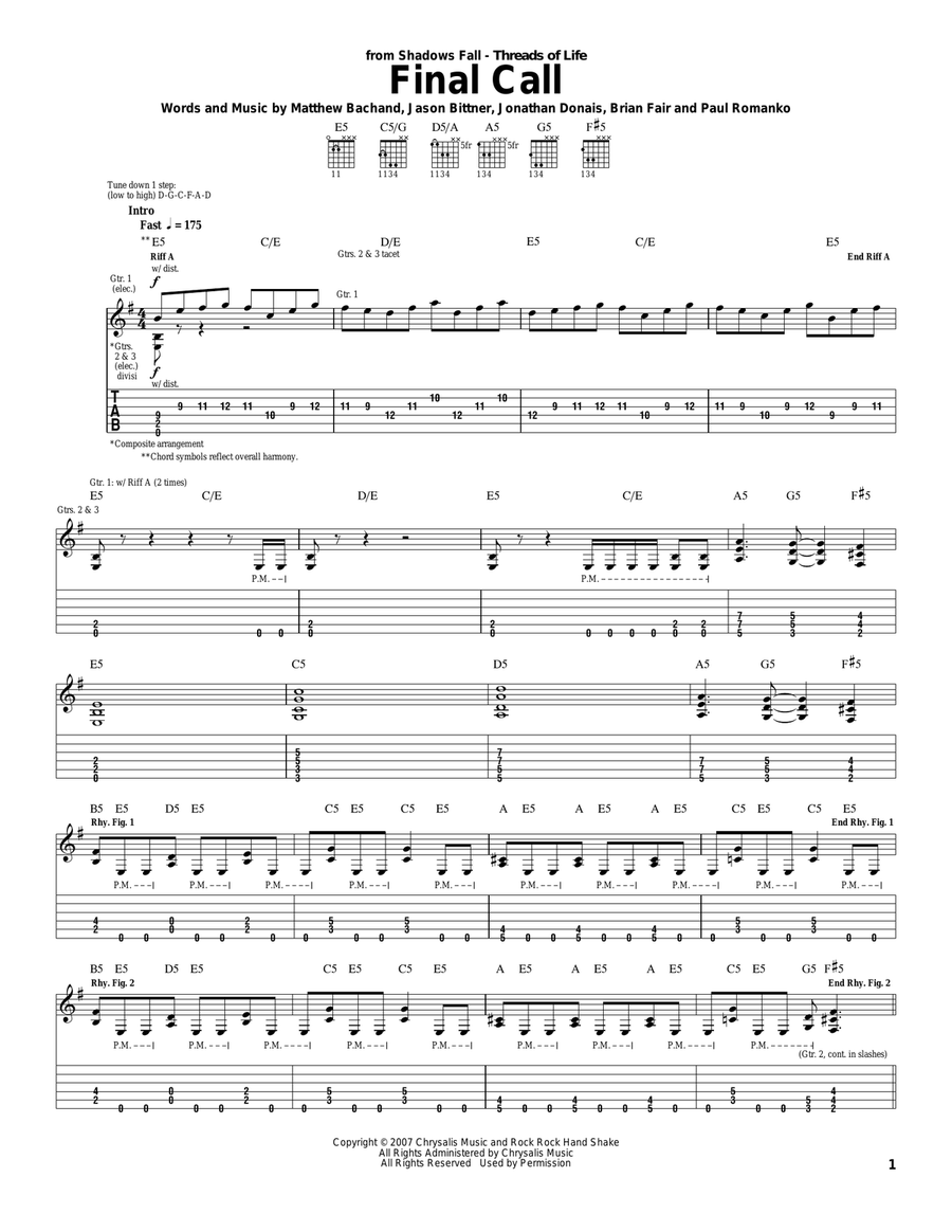 Final Call Electric Guitar scores gallery preview page 1