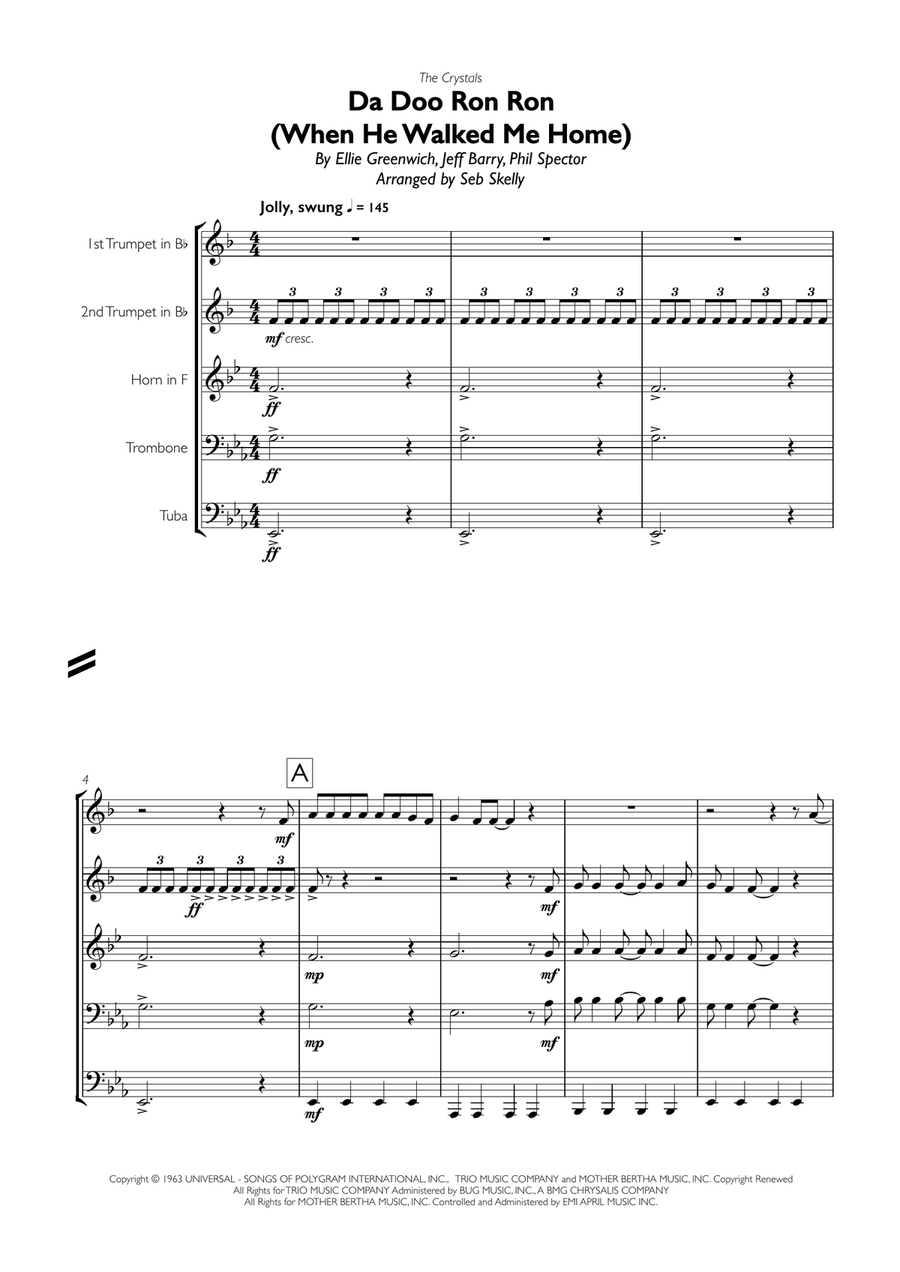 Da Doo Ron Ron (when He Walked Me Home) Brass Ensemble scores gallery preview page 1