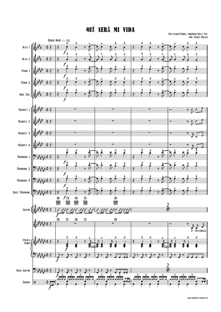 Que Sera Mi Vida Jazz Ensemble scores gallery preview page 1