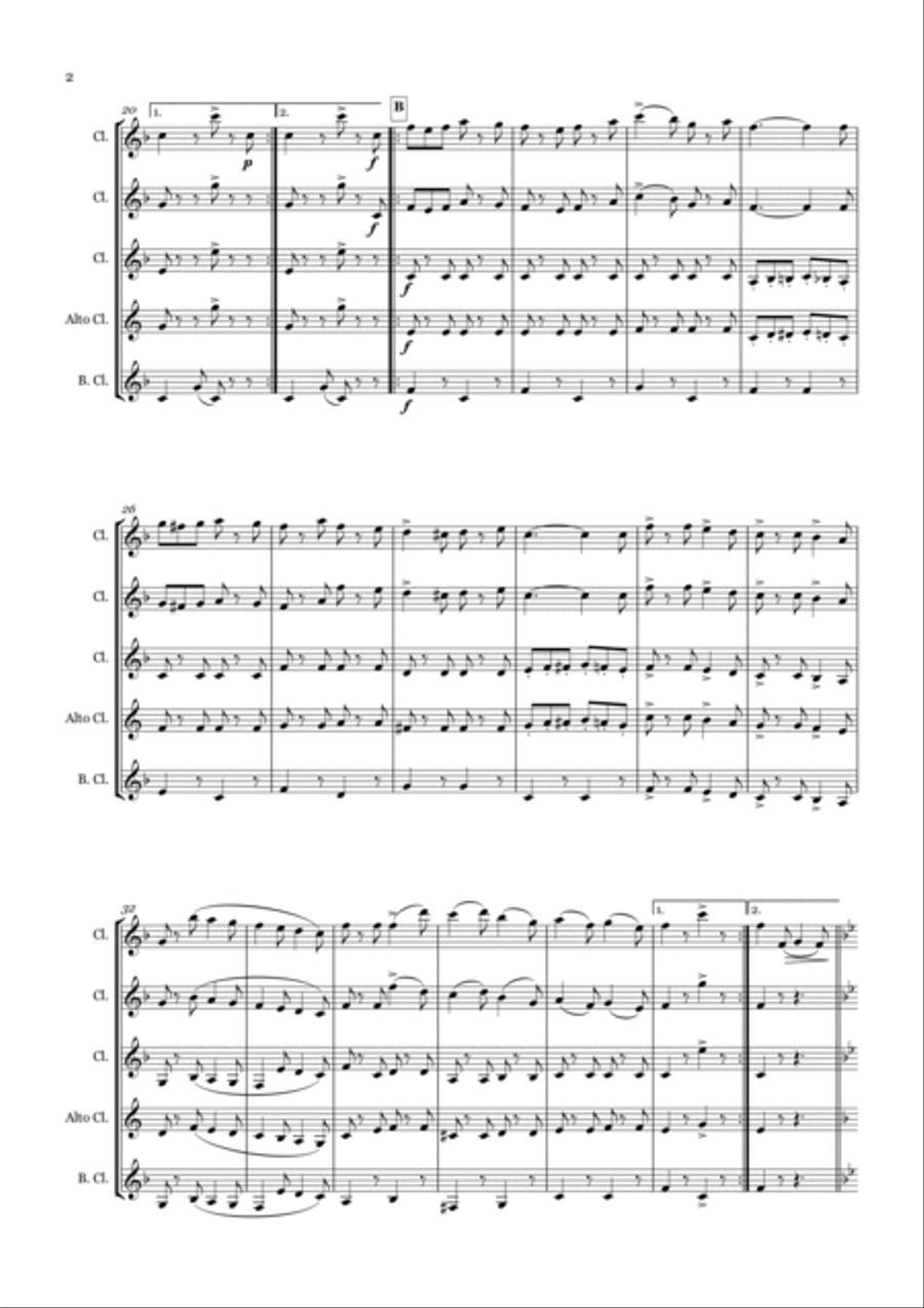 King Cotton March for Clarinet Quintet Clarinet Quintet scores gallery preview page 2