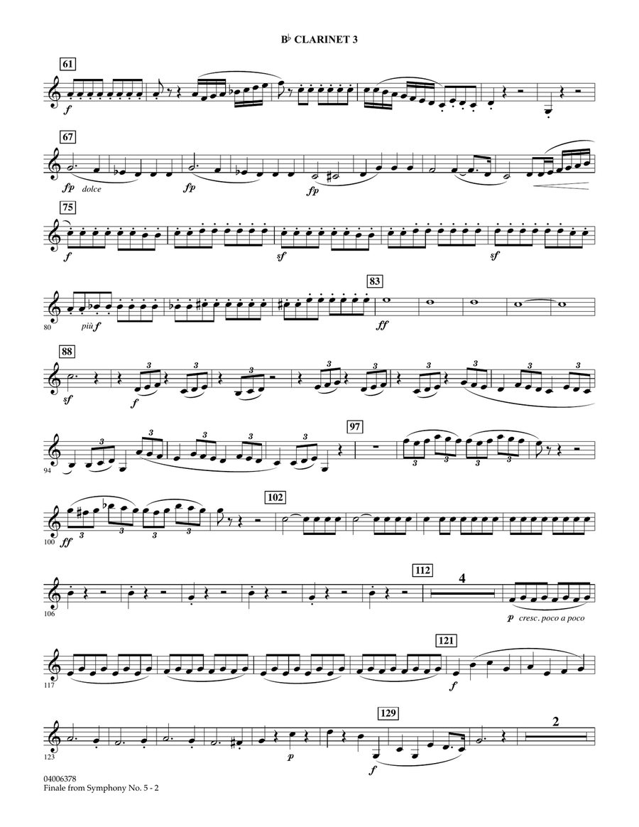 Finale from Symphony No. 5 (arr. Robert Longfield) - Bb Clarinet 3 Concert Band scores gallery preview page 2