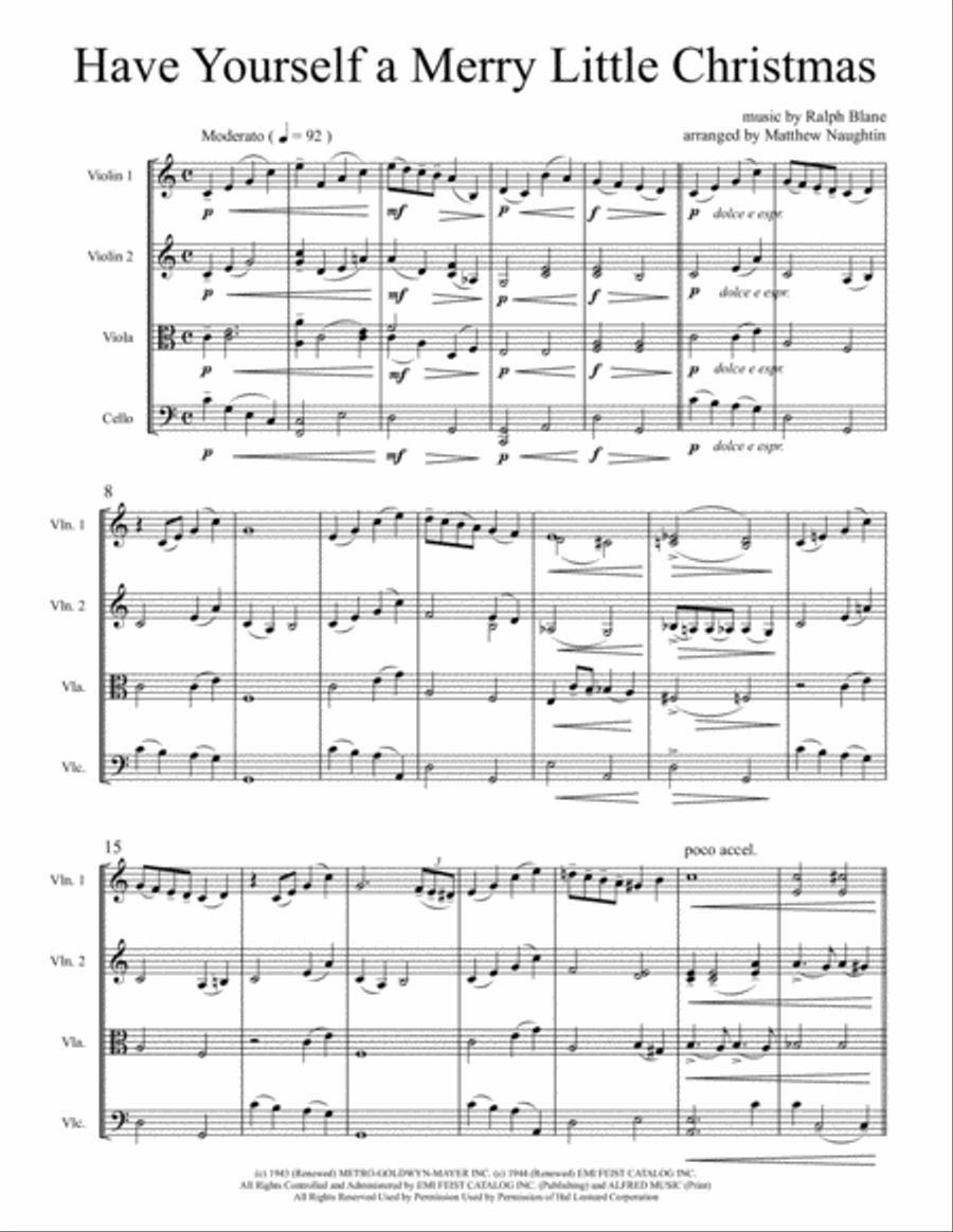 Have Yourself A Merry Little Christmas from MEET ME IN ST. LOUIS String Quartet scores gallery preview page 2