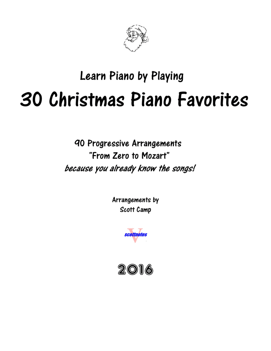 30 Christmas Piano Favorites, from Zero to Mozart Piano Method scores gallery preview page 1