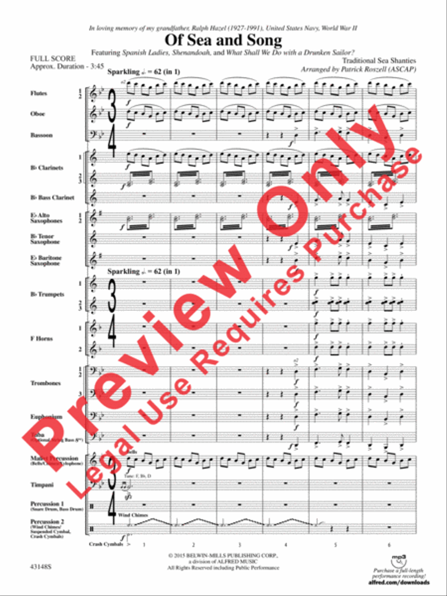 Of Sea and Song Concert Band scores gallery preview page 4