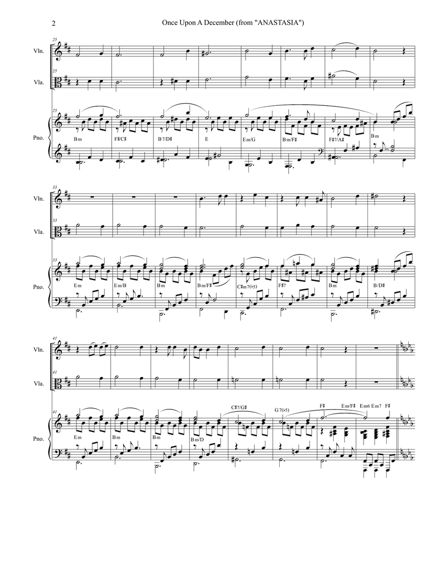 Once Upon A December from the Twentieth Century Fox Motion Picture ANASTASIA String Duet scores gallery preview page 2