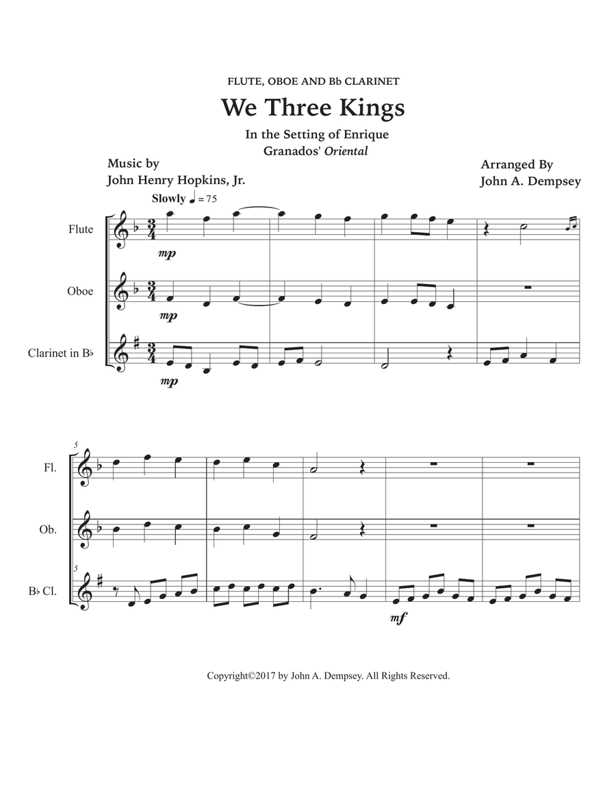 We Three Kings (Woodwind Trio for Flute, Oboe and Clarinet) Woodwind Trio scores gallery preview page 5