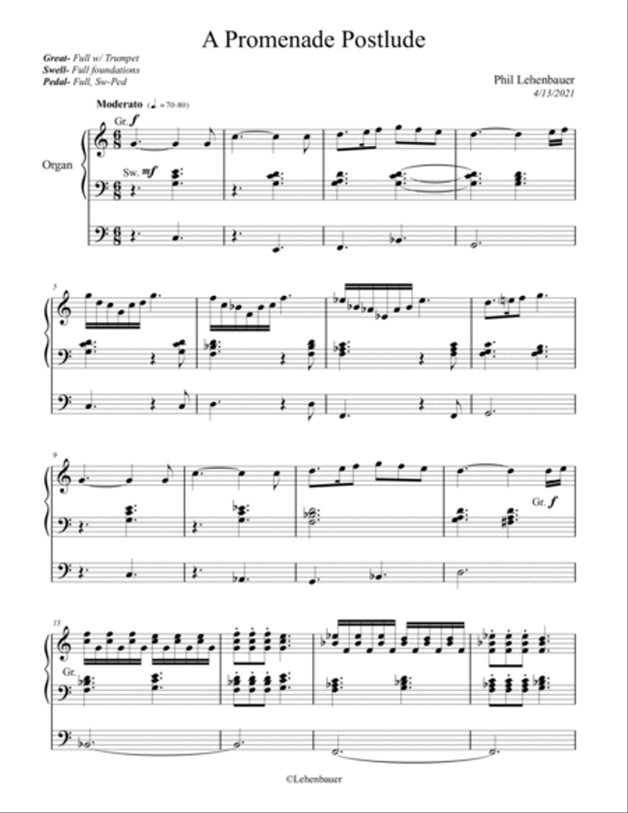 A Promenade Postlude, organ work by Phil Lehenbauer image number null