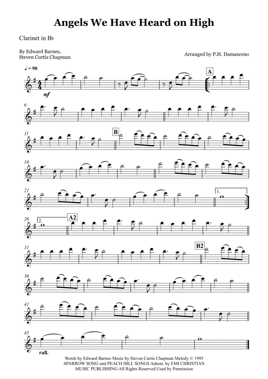 Angels We Have Heard On High Clarinet Solo scores gallery preview page 1