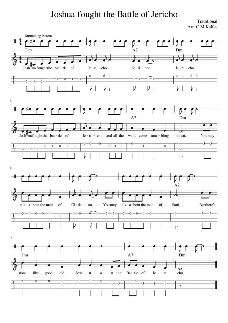 Joshua Fought the Battle of Jericho Ukulele scores gallery preview page 1