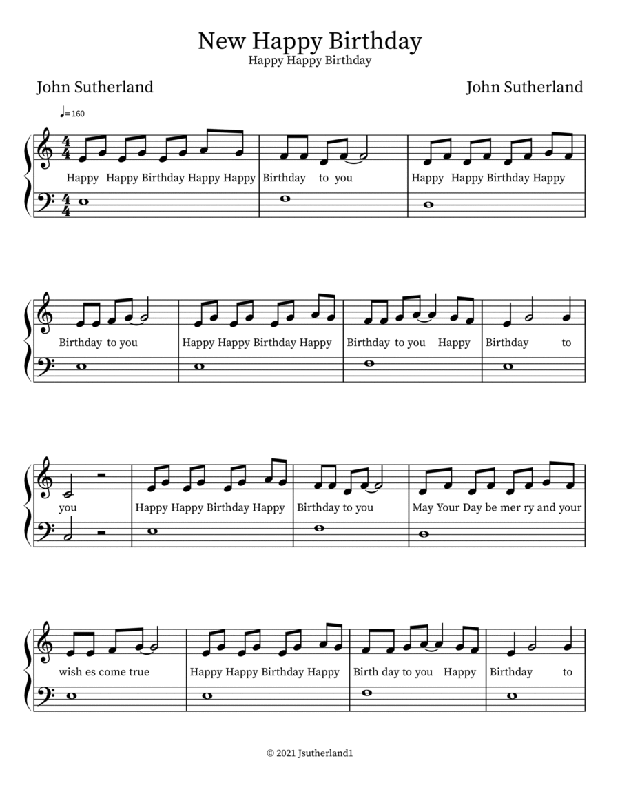 New Happy Birthday A Cappella scores gallery preview page 1