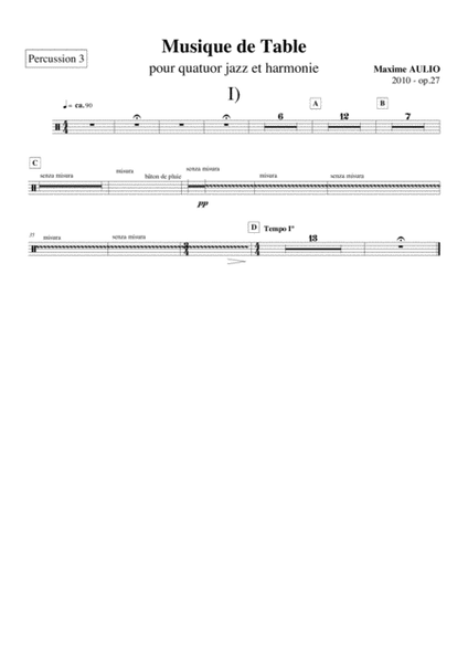 Musique de Table (Tafelmusik), for jazz quartet & wind band - PARTS