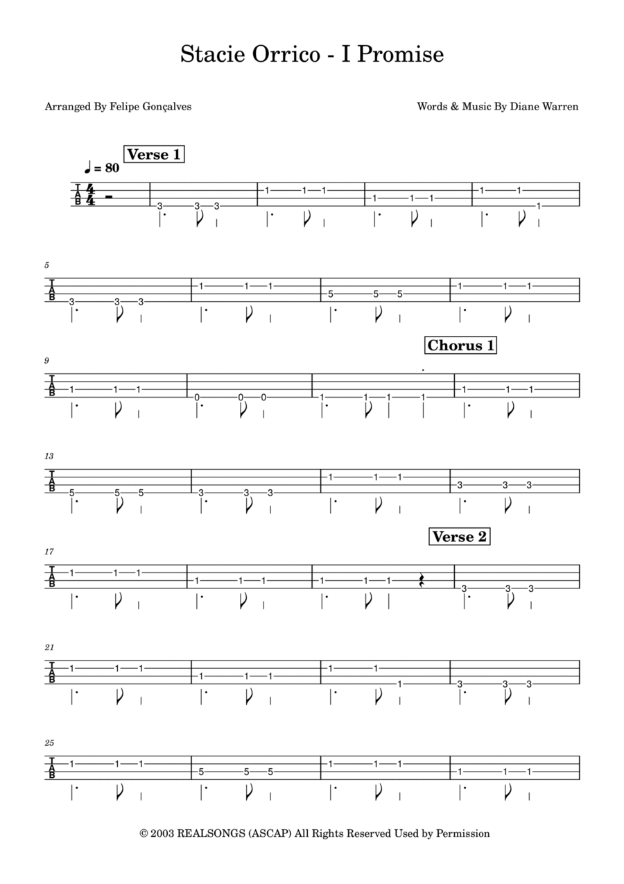 I Promise Guitar Tablature scores gallery preview page 1