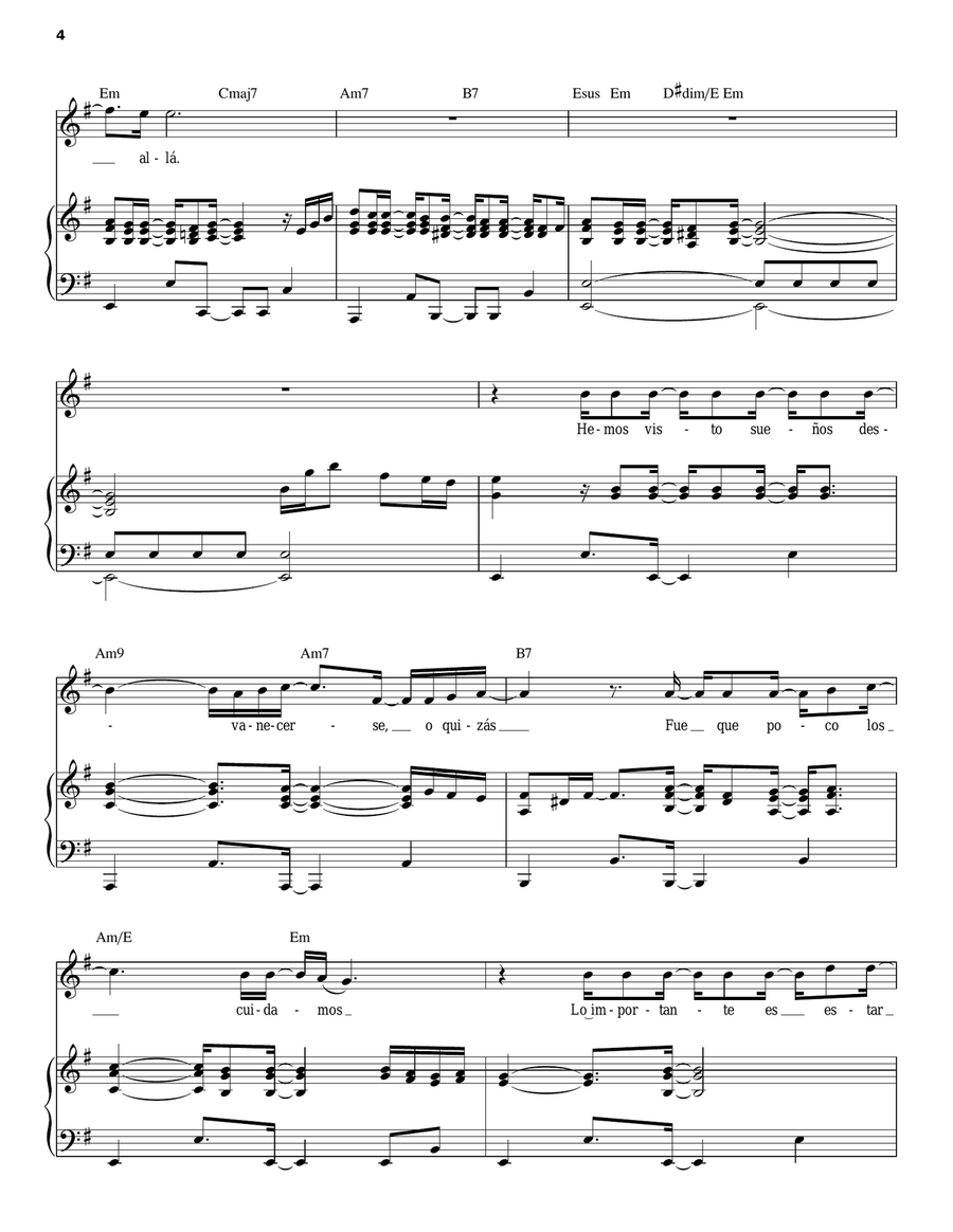 Mas Alla Piano, Vocal, Guitar scores gallery preview page 4