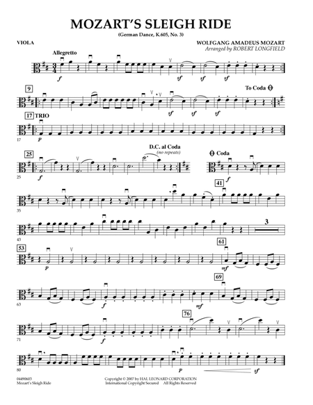Mozart's Sleigh Ride (German Dance, K.605, No.3) - Viola