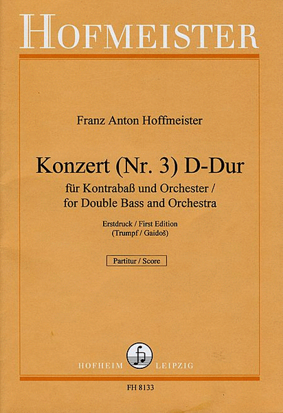 Konzert (Nr. 3) D-Dur fur Kontrabass und Orchester / Partitur