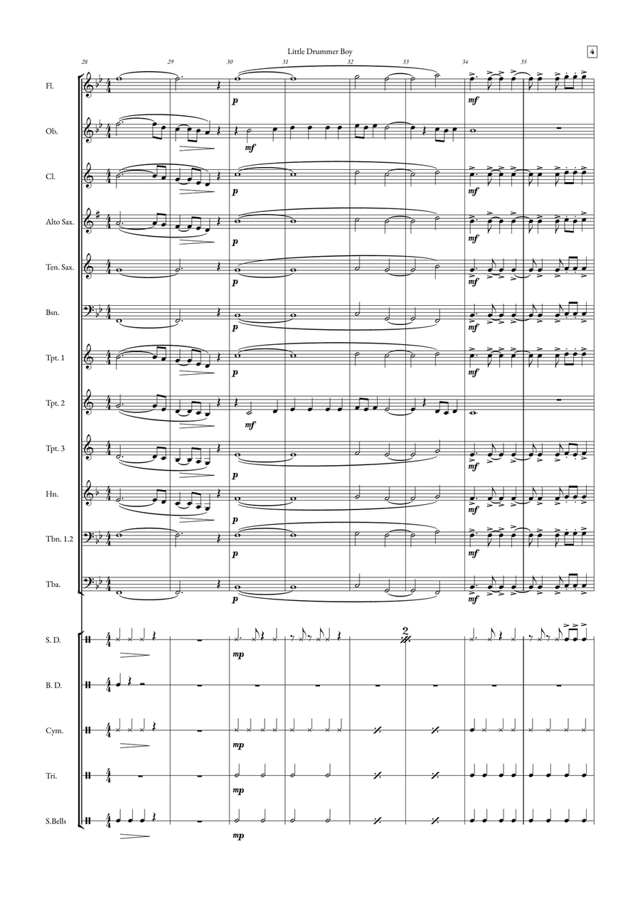 Little Drummer Boy Concert Band scores gallery preview page 4