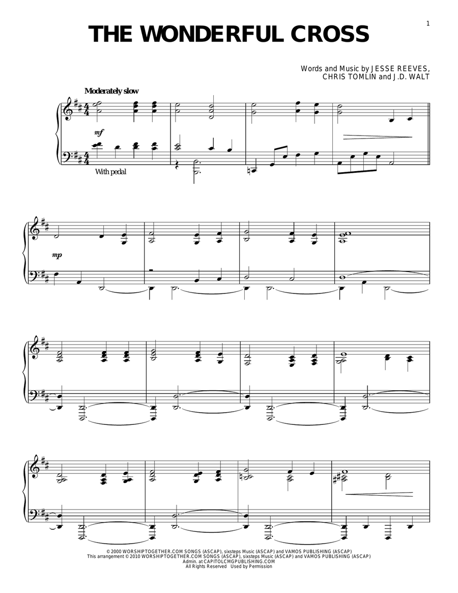 The Wonderful Cross Piano Solo scores gallery preview page 1