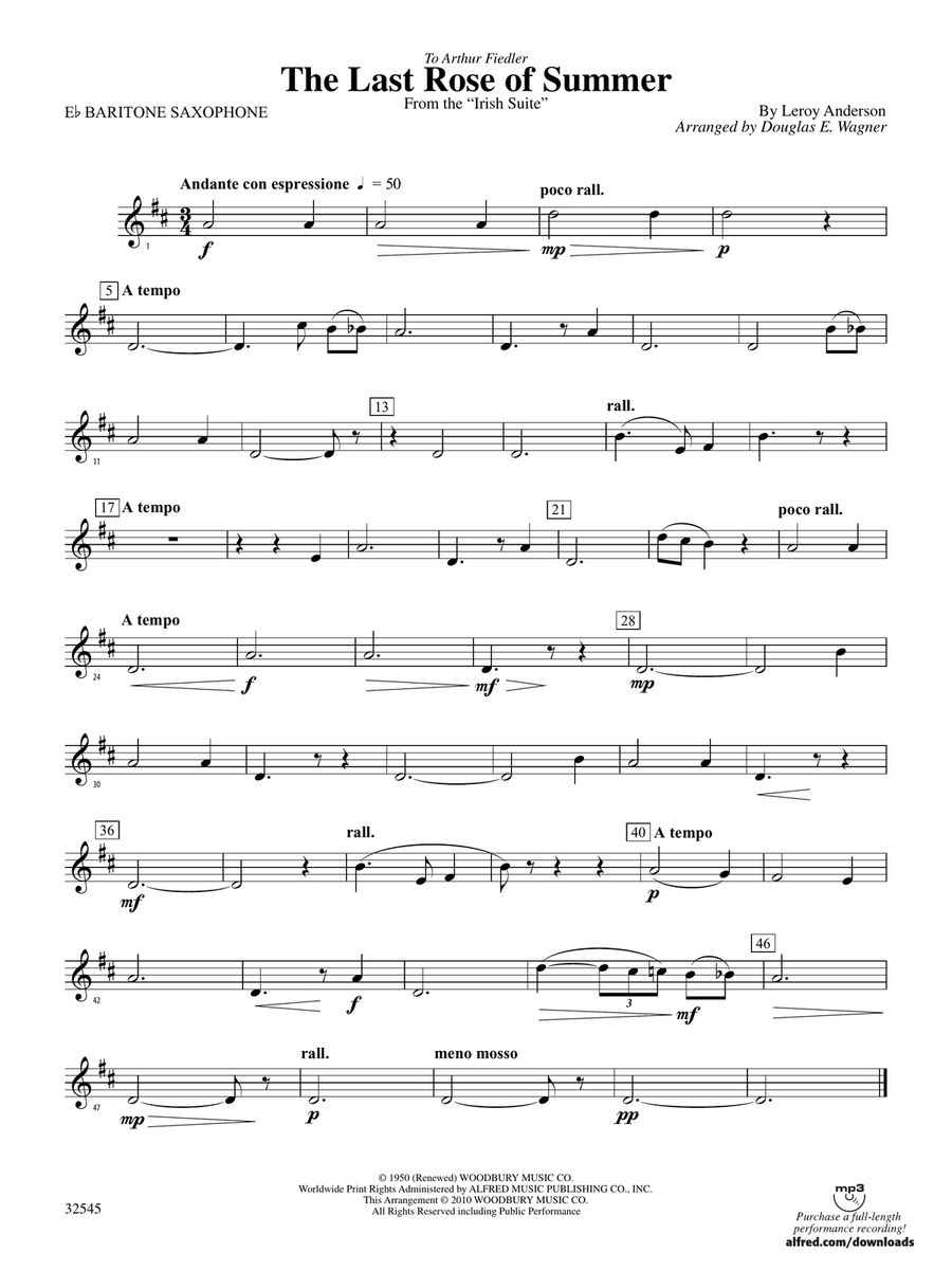 The Last Rose of Summer (from the Irish Suite): E-flat Baritone Saxophone