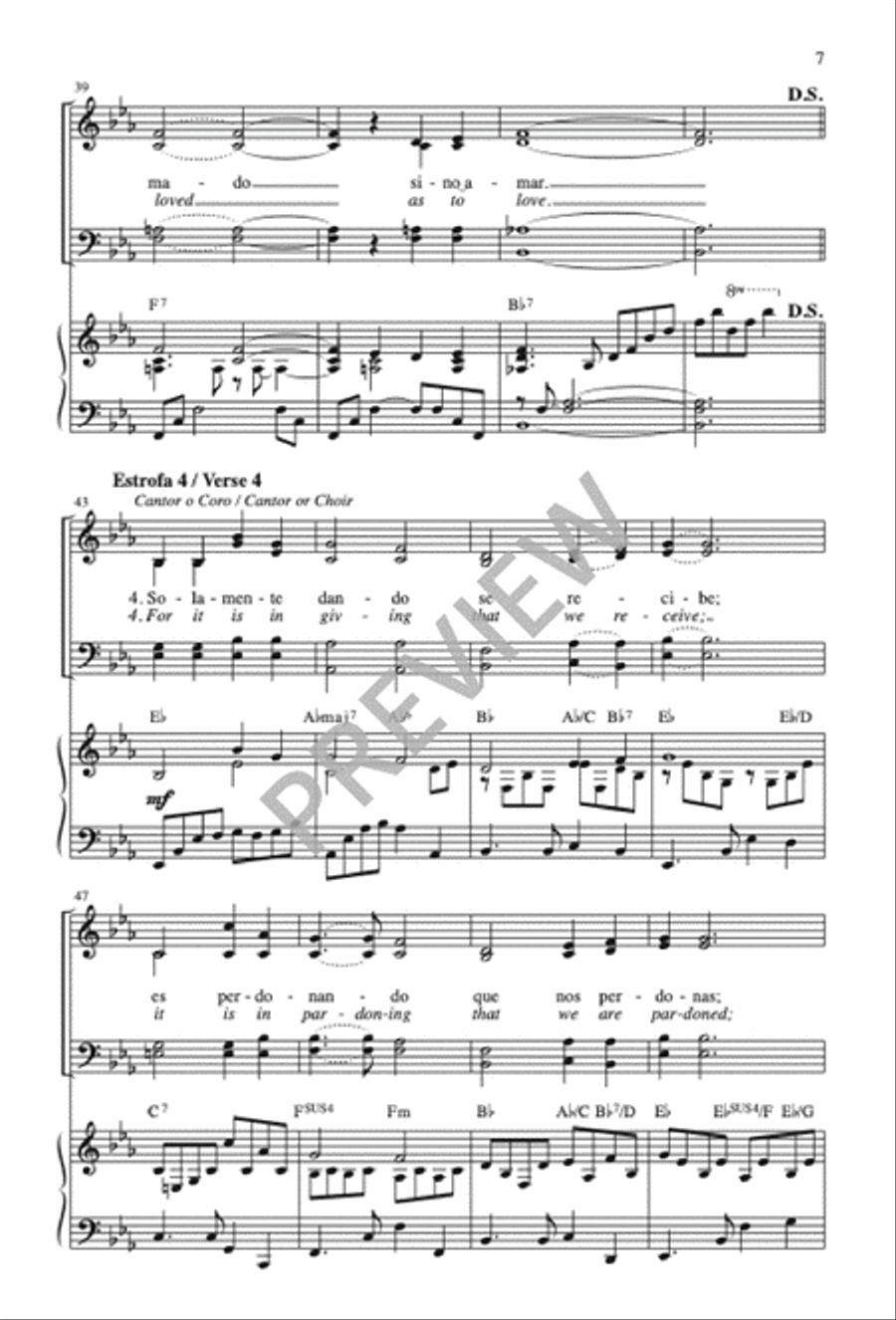 Oración de San Francisco / Prayer of Saint Francis 4-Part scores gallery preview page 8