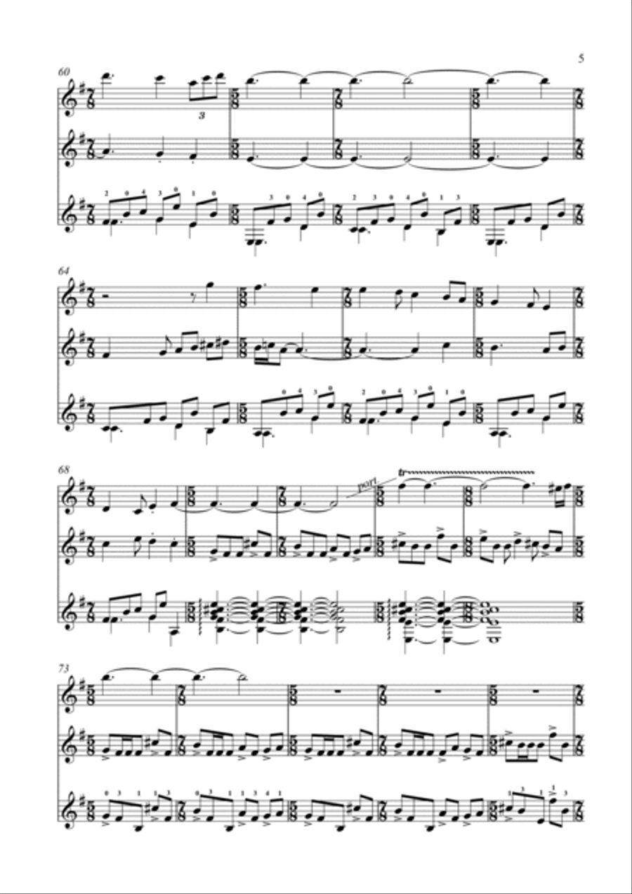 Trio Flute-Violin-Guitar Small Ensemble scores gallery preview page 5