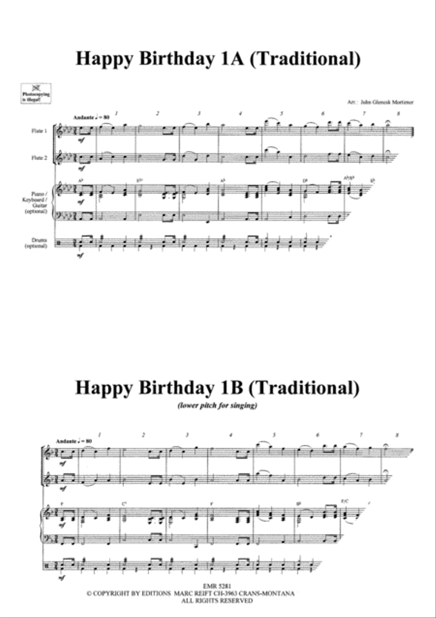 Happy Birthday Flute Duet scores gallery preview page 3