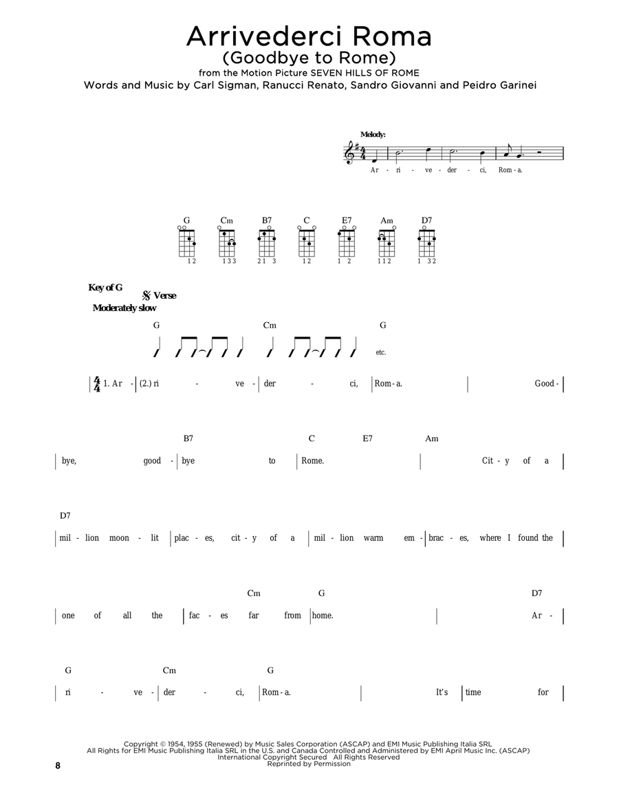 Arrivederci Roma (Goodbye To Rome) (arr. Fred Sokolow) Mandolin scores gallery preview page 1