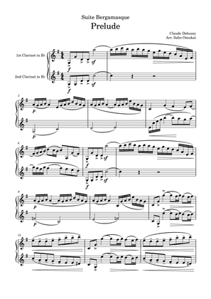 Book cover for Debussy: Prelude of Suite Bergamasque for two clarinets