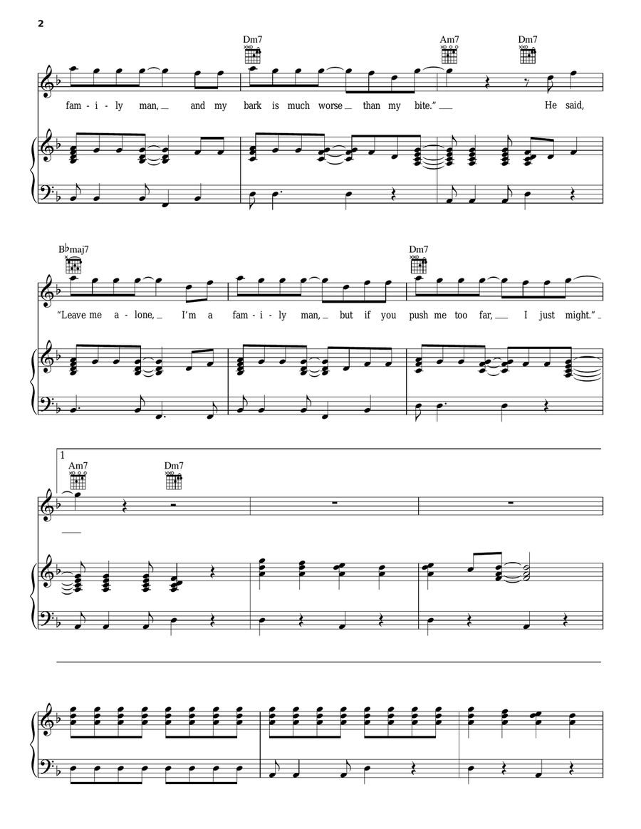 Family Man Piano, Vocal, Guitar scores gallery preview page 2