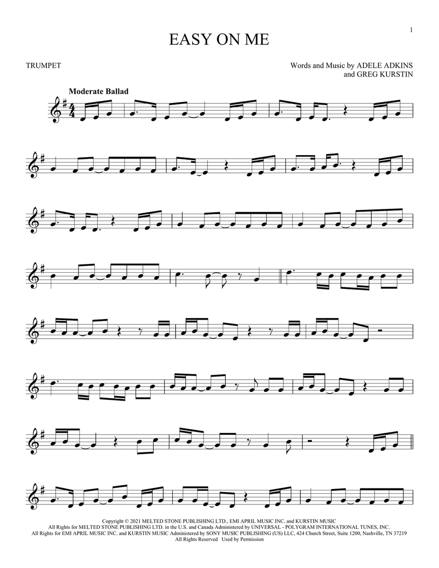 Easy On Me Trumpet Solo scores gallery preview page 1