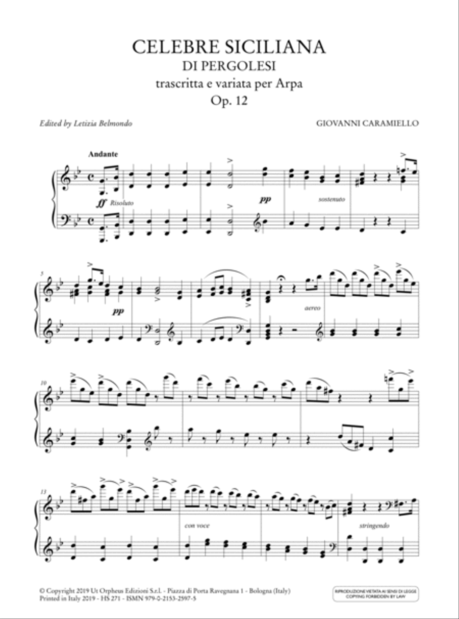 Variations and Fantasias on Celebrated Melodies for Solo Harp Harp scores gallery preview page 2