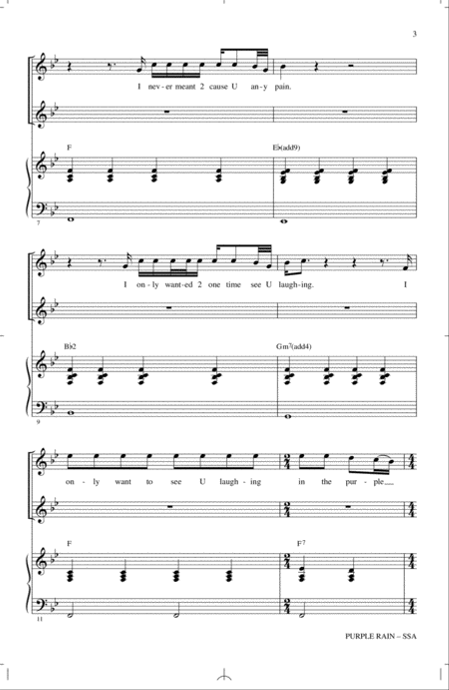 Purple Rain (arr. Mac Huff) SSA scores gallery preview page 2