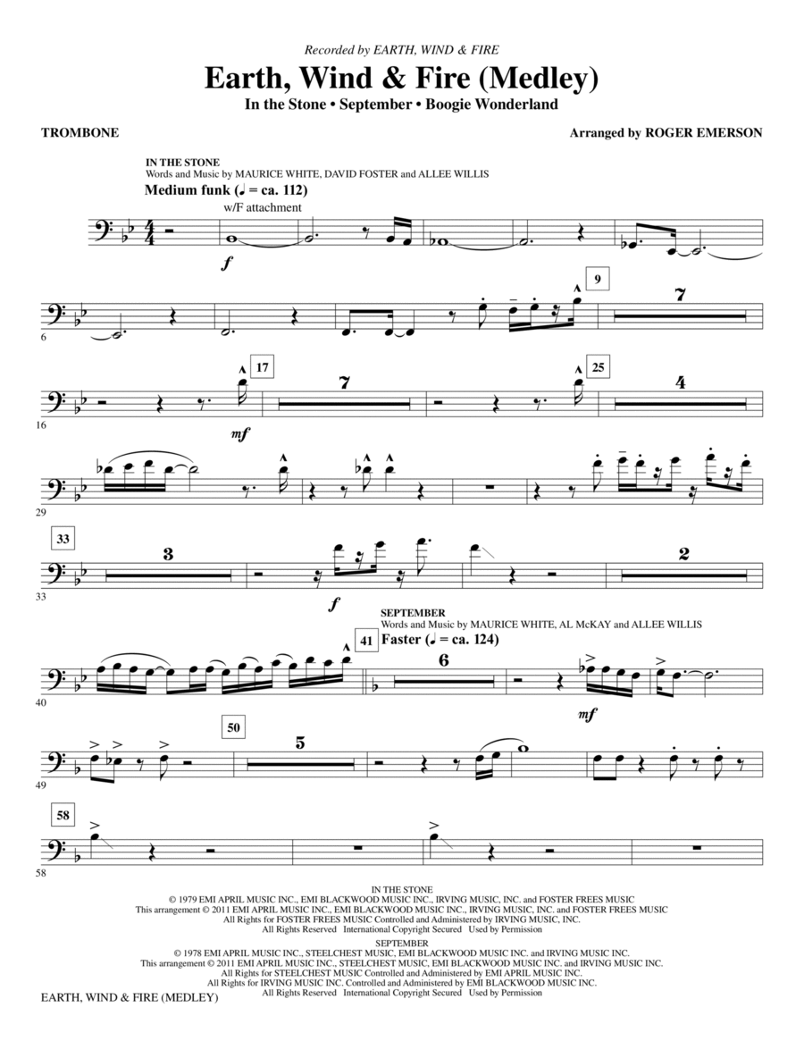 Earth, Wind & Fire (Medley) - Trombone Choir scores gallery preview page 1
